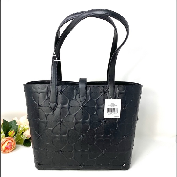 Kade♠️Spade Small Tote Kaci Spade Flowers Black - Picture 3 of 9